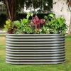 imageLand Guard 443ft Galvanized Raised Garden Bed Kit Round Galvanized Planter Raised Garden Boxes Outdoor Large Metal Raised Garden Beds for Vegetables SilverModern Gray