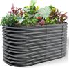 imageLand Guard 443ft Galvanized Raised Garden Bed Kit Round Galvanized Planter Raised Garden Boxes Outdoor Large Metal Raised Garden Beds for Vegetables SilverDark Grey