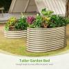 imageLand Guard 443ft Galvanized Raised Garden Bed Kit Round Galvanized Planter Raised Garden Boxes Outdoor Large Metal Raised Garden Beds for Vegetables SilverCream Yellow