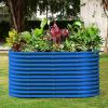 imageLand Guard 443ft Galvanized Raised Garden Bed Kit Round Galvanized Planter Raised Garden Boxes Outdoor Large Metal Raised Garden Beds for Vegetables SilverRoyal Blue