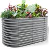 imageLand Guard 443ft Galvanized Raised Garden Bed Kit Round Galvanized Planter Raised Garden Boxes Outdoor Large Metal Raised Garden Beds for Vegetables SilverModern Gray