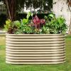 imageLand Guard 443ft Galvanized Raised Garden Bed Kit Round Galvanized Planter Raised Garden Boxes Outdoor Large Metal Raised Garden Beds for Vegetables SilverCream Yellow
