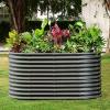imageLand Guard 443ft Galvanized Raised Garden Bed Kit Round Galvanized Planter Raised Garden Boxes Outdoor Large Metal Raised Garden Beds for Vegetables SilverDark Grey