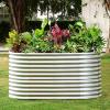 imageLand Guard 443ft Galvanized Raised Garden Bed Kit Round Galvanized Planter Raised Garden Boxes Outdoor Large Metal Raised Garden Beds for Vegetables SilverClassic Silver