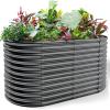imageLand Guard 443ft Galvanized Raised Garden Bed Kit Round Galvanized Planter Raised Garden Boxes Outdoor Large Metal Raised Garden Beds for Vegetables SilverModern Gray