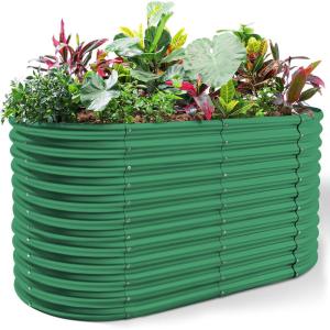 imageLand Guard 443ft Galvanized Raised Garden Bed Kit Round Galvanized Planter Raised Garden Boxes Outdoor Large Metal Raised Garden Beds for Vegetables SilverForest Green