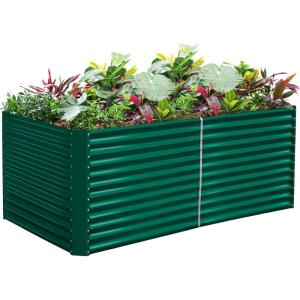 imageLand Guard 6x3x3ft Rectangular Galvanized Raised Garden Beds LargeCapacity Metal Planter Box Outdoor Durable Deep Raised Garden Bed 3ft Tall Raised Beds for Gardening Vegetables Classic SilverForest Green