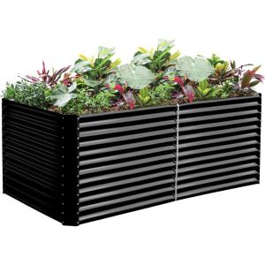 imageLand Guard 6x3x3ft Rectangular Galvanized Raised Garden Beds LargeCapacity Metal Planter Box Outdoor Durable Deep Raised Garden Bed 3ft Tall Raised Beds for Gardening Vegetables Classic SilverDark Grey