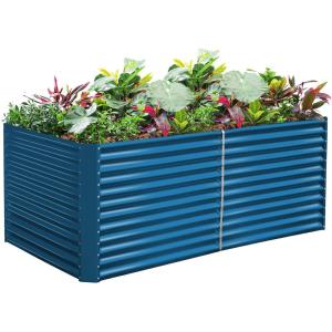 imageLand Guard 6x3x3ft Rectangular Galvanized Raised Garden Beds LargeCapacity Metal Planter Box Outdoor Durable Deep Raised Garden Bed 3ft Tall Raised Beds for Gardening Vegetables Classic SilverRoyal Blue