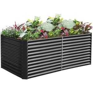 imageLand Guard 6x3x3ft Rectangular Galvanized Raised Garden Beds LargeCapacity Metal Planter Box Outdoor Durable Deep Raised Garden Bed 3ft Tall Raised Beds for Gardening Vegetables Classic SilverModern Gray