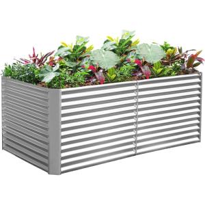 imageLand Guard 6x3x3ft Rectangular Galvanized Raised Garden Beds LargeCapacity Metal Planter Box Outdoor Durable Deep Raised Garden Bed 3ft Tall Raised Beds for Gardening Vegetables Classic SilverClassic Silver