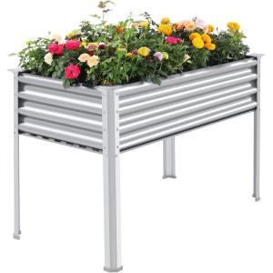 imageLand Guard Galvanized Raised Garden Bed with Legs Galvanized Planter Raised Garden Boxes Outdoor Oval Large Metal Raised Garden Beds for VegetablesGreenSilver