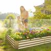imageLand Guard 1241ft Galvanized Raised Garden Bed Kit for Vegetables Galvanized Super Large Metal Planter Raised Garden Boxes Outdoor359 Gallon CapacityCream Yellow