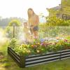 imageLand Guard 1241ft Galvanized Raised Garden Bed Kit for Vegetables Galvanized Super Large Metal Planter Raised Garden Boxes Outdoor359 Gallon CapacityMidgrey