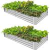 imageLand Guard 1241ft Galvanized Raised Garden Bed Kit for Vegetables Galvanized Super Large Metal Planter Raised Garden Boxes Outdoor359 Gallon CapacitySilver