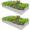 imageLand Guard 1241ft Galvanized Raised Garden Bed Kit for Vegetables Galvanized Super Large Metal Planter Raised Garden Boxes Outdoor359 Gallon CapacitySilver