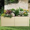imageLand Guard 632 ft Galvanized Metal Raised Garden Bed 2FT Deep Root Elevated Planter Box Steel Large Vegetable Flower Bed KitSilverCream Yellow