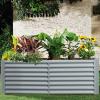 imageLand Guard 632 ft Galvanized Metal Raised Garden Bed 2FT Deep Root Elevated Planter Box Steel Large Vegetable Flower Bed KitSilverModern Gray