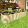 imageLand Guard 822ft Galvanized Raised Garden Bed Kit Raised Garden Boxes Outdoor Oval Metal Raised Garden Beds for Vegetables Forest GreenCream Yellow