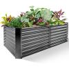 imageLand Guard 632 ft Galvanized Metal Raised Garden Bed 2FT Deep Root Elevated Planter Box Steel Large Vegetable Flower Bed KitGreen3grey