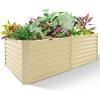 imageLand Guard 632 ft Galvanized Metal Raised Garden Bed 2FT Deep Root Elevated Planter Box Steel Large Vegetable Flower Bed KitGreenCream Yellow