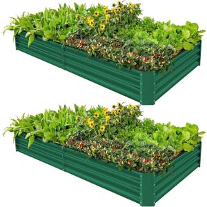 imageLand Guard 1241ft Galvanized Raised Garden Bed Kit for Vegetables Galvanized Super Large Metal Planter Raised Garden Boxes Outdoor359 Gallon CapacityGreen