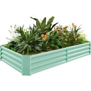 imageLand Guard 1241ft Galvanized Raised Garden Bed Kit for Vegetables Galvanized Super Large Metal Planter Raised Garden Boxes Outdoor359 Gallon CapacityLime Green