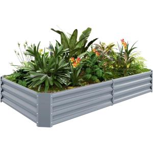 imageLand Guard 1241ft Galvanized Raised Garden Bed Kit for Vegetables Galvanized Super Large Metal Planter Raised Garden Boxes Outdoor359 Gallon CapacityModern Grey