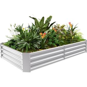imageLand Guard 1241ft Galvanized Raised Garden Bed Kit for Vegetables Galvanized Super Large Metal Planter Raised Garden Boxes Outdoor359 Gallon CapacitySilver