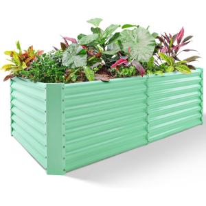 imageLand Guard 632 ft Galvanized Metal Raised Garden Bed 2FT Deep Root Elevated Planter Box Steel Large Vegetable Flower Bed KitGreenLime Green