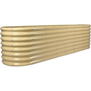 imageLand Guard 822ft Galvanized Raised Garden Bed Kit Raised Garden Boxes Outdoor Oval Metal Raised Garden Beds for Vegetables Forest GreenCream Yellow