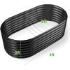 imageLand Guard 24 Tall 42ft Galvanized Raised Garden Bed Kit Galvanized Planter Garden Boxes Outdoor Oval Large Metal Raised Garden Bed for Vegetables Lime Green 422ftDark Grey