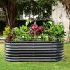 imageLand Guard 24 Tall 42ft Galvanized Raised Garden Bed Kit Galvanized Planter Garden Boxes Outdoor Oval Large Metal Raised Garden Bed for Vegetables Lime Green 422ftDark Grey