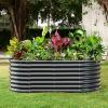 imageLand Guard 24 Tall 42ft Galvanized Raised Garden Bed Kit Galvanized Planter Garden Boxes Outdoor Oval Large Metal Raised Garden Bed for Vegetables Lime Green 422ftDark Grey