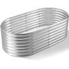 imageLand Guard 24 Tall 42ft Galvanized Raised Garden Bed Kit Galvanized Planter Garden Boxes Outdoor Oval Large Metal Raised Garden Bed for Vegetables Lime Green 422ftClassic Silver