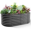 imageLand Guard 24 Tall 42ft Galvanized Raised Garden Bed Kit Galvanized Planter Garden Boxes Outdoor Oval Large Metal Raised Garden Bed for Vegetables Lime Green 422ftDark Grey