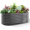 imageLand Guard 24 Tall 42ft Galvanized Raised Garden Bed Kit Galvanized Planter Garden Boxes Outdoor Oval Large Metal Raised Garden Bed for Vegetables Lime Green 422ftDark Grey
