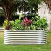 imageLand Guard 24 Tall 42ft Galvanized Raised Garden Bed Kit Galvanized Planter Garden Boxes Outdoor Oval Large Metal Raised Garden Bed for Vegetables Lime Green 422ftClassic Silver