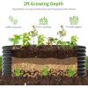 imageLand Guard 24 Tall 42ft Galvanized Raised Garden Bed Kit Galvanized Planter Garden Boxes Outdoor Oval Large Metal Raised Garden Bed for Vegetables Lime Green 422ftDark Grey