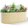 imageLand Guard 24 Tall 42ft Galvanized Raised Garden Bed Kit Galvanized Planter Garden Boxes Outdoor Oval Large Metal Raised Garden Bed for Vegetables Lime Green 422ftCream Yellow