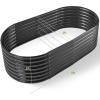 imageLand Guard 24 Tall 42ft Galvanized Raised Garden Bed Kit Galvanized Planter Garden Boxes Outdoor Oval Large Metal Raised Garden Bed for Vegetables Lime Green 422ftDark Grey