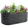 imageLand Guard 24 Tall 42ft Galvanized Raised Garden Bed Kit Galvanized Planter Garden Boxes Outdoor Oval Large Metal Raised Garden Bed for Vegetables Lime Green 422ftDark Grey