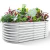 imageLand Guard 24 Tall 42ft Galvanized Raised Garden Bed Kit Galvanized Planter Garden Boxes Outdoor Oval Large Metal Raised Garden Bed for Vegetables Lime Green 422ftClassic Silver
