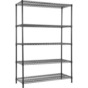 imageLand Guard 5 Tier Storage Racks and Shelving  48quot L x 20quot W x 72quot H Heavy Steel Material Pantry Shelves  Each Unit Loads 350 Pounds Wire Shelf Suitable for Warehouses Closets KitchensBlack