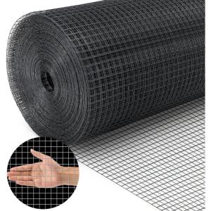 imageLand guard 19 Gauge Hardware Cloth 12 inch 48inch100ft Chicken Wire Fence Galvanized Welded Cage Wire Mesh Roll Supports Poultry Netting Cage FenceBlack