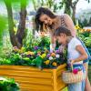 imageLand Guard Galvanized Raised Garden Bed with Legs 962432in Raised Garden Beds Outdoor with Drainage Holes Planter Boxes Outdoor for Backyard Patio Balcony 800lb Capacity BrownYellow