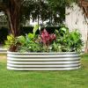 imageLand Guard 24 Tall Galvanized Raised Garden Bed Kit Galvanized Planter Garden Boxes Outdoor Oval Large Metal Raised Garden Bed for Vegetables Classic Silver 422ftClassic Silver