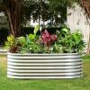 imageLand Guard 24 Tall Galvanized Raised Garden Bed Kit Galvanized Planter Garden Boxes Outdoor Oval Large Metal Raised Garden Bed for Vegetables Classic Silver 422ftClassic Silver