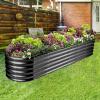 imageLand Guard 821ft Galvanized Raised Garden Bed Kit 108 Gallon Capacity Raised Garden Boxes Outdoor Oval Metal Raised Garden Beds for Vegetables Bluewith 10 Connecting rodsGray