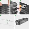 imageLand Guard 821ft Galvanized Raised Garden Bed Kit 108 Gallon Capacity Raised Garden Boxes Outdoor Oval Metal Raised Garden Beds for Vegetables Bluewith 10 Connecting rodsModern Grey